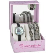 Wholesale - 8" ADJ. COUGAR WATCH W/3 GUNMETAL STRETCH CAT CHARM BRACELETS RACHAEL HALE C/P 30, UPC: 7426902566445